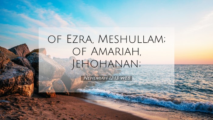 Picture 07 - Nehemiah 12:13 WEB Desktop Wallpaper - of Ezra, Meshullam; of Amariah, - Desktop Bible Verse Wallpaper