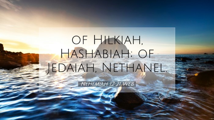 Picture 07 - Nehemiah 12:21 WEB Desktop Wallpaper - of Hilkiah, Hashabiah; of Jedaiah, - Desktop Bible Verse Wallpaper