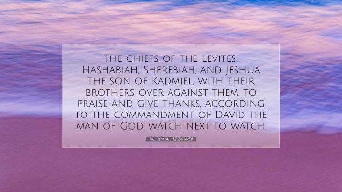 Picture 07 - Nehemiah 12:24 WEB Desktop Wallpaper - The chiefs of the Levites: Hashabiah, Sherebiah, - Desktop Bible Verse Wallpaper