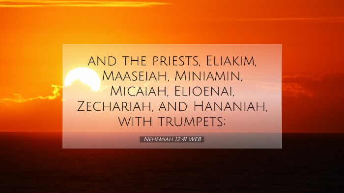 Picture 07 - Nehemiah 12:41 WEB Desktop Wallpaper - and the priests, Eliakim, Maaseiah, Miniamin, - Desktop Bible Verse Wallpaper