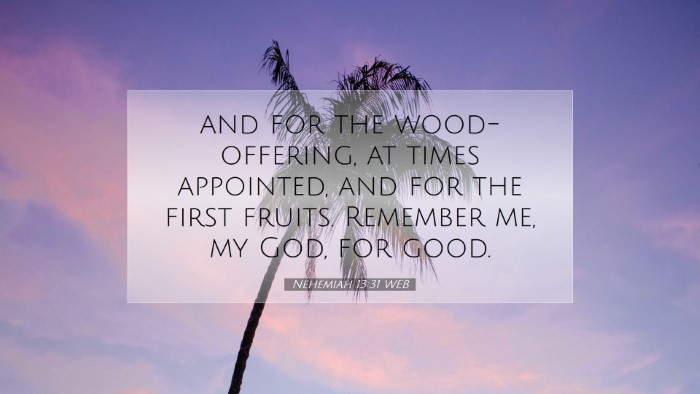 Picture 07 - Nehemiah 13:31 WEB Desktop Wallpaper - and for the wood-offering, at times appointed, - Desktop Bible Verse Wallpaper