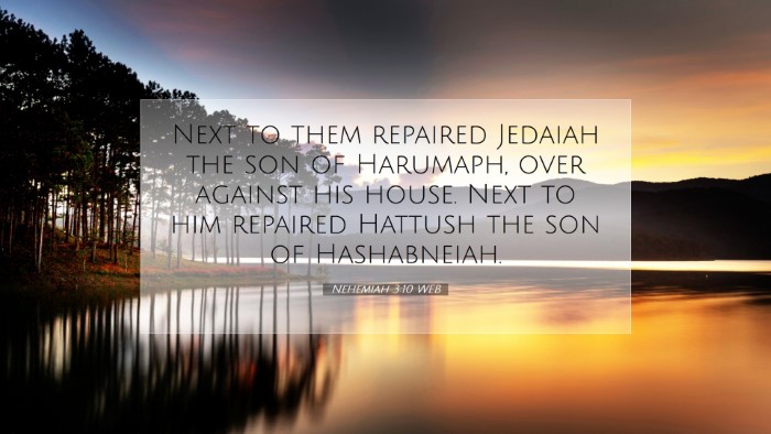 Picture 07 - Nehemiah 3:10 WEB Desktop Wallpaper - Next to them repaired Jedaiah the son of - Desktop Bible Verse Wallpaper