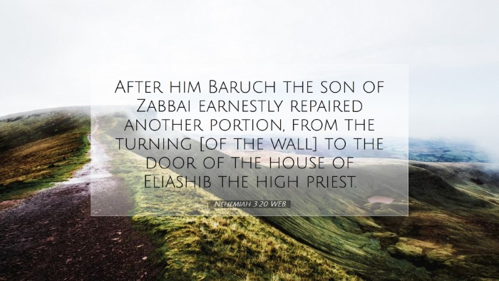 Picture 07 - Nehemiah 3:20 WEB Desktop Wallpaper - After him Baruch the son of Zabbai earnestly - Desktop Bible Verse Wallpaper