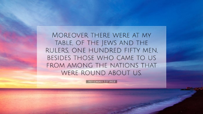 Picture 07 - Nehemiah 5:17 WEB Desktop Wallpaper - Moreover there were at my table, of the Jews and - Desktop Bible Verse Wallpaper