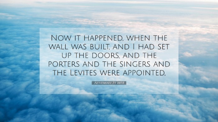 Picture 07 - Nehemiah 7:1 WEB Desktop Wallpaper - Now it happened, when the wall was built, and I - Desktop Bible Verse Wallpaper