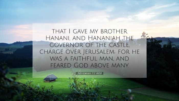 Picture 07 - Nehemiah 7:2 WEB Desktop Wallpaper - that I gave my brother Hanani, and Hananiah the - Desktop Bible Verse Wallpaper
