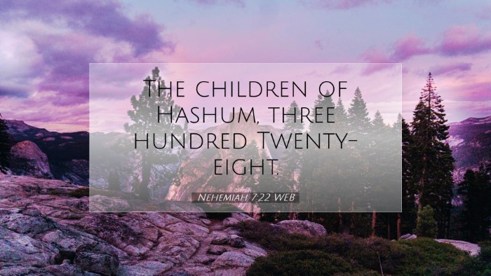 Picture 07 - Nehemiah 7:22 WEB Desktop Wallpaper - The children of Hashum, three hundred - Desktop Bible Verse Wallpaper
