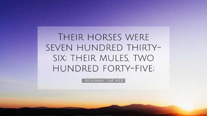 Picture 07 - Nehemiah 7:68 WEB Desktop Wallpaper - Their horses were seven hundred thirty-six; their - Desktop Bible Verse Wallpaper