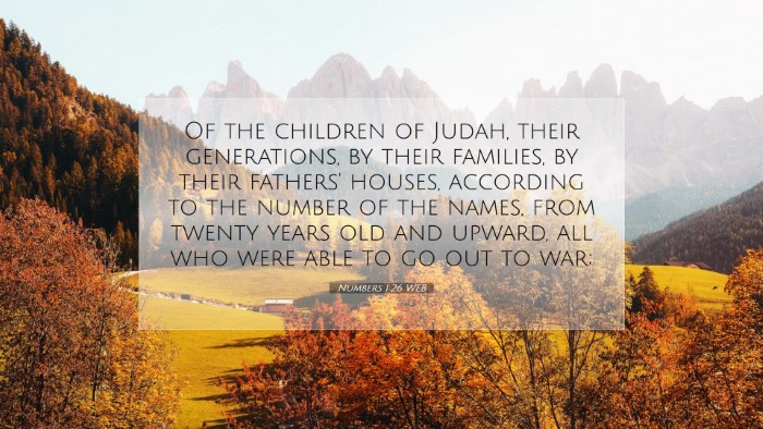 Picture 07 - Numbers 1:26 WEB Desktop Wallpaper - Of the children of Judah, their generations, by - Desktop Bible Verse Wallpaper
