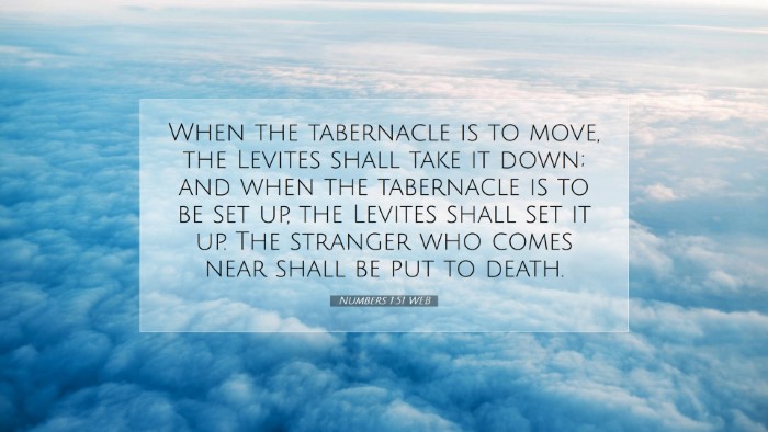 Picture 07 - Numbers 1:51 WEB Desktop Wallpaper - When the tabernacle is to move, the Levites shall - Desktop Bible Verse Wallpaper