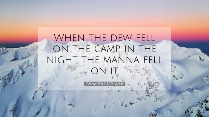 Picture 07 - Numbers 11:9 WEB Desktop Wallpaper - When the dew fell on the camp in the night, the - Desktop Bible Verse Wallpaper