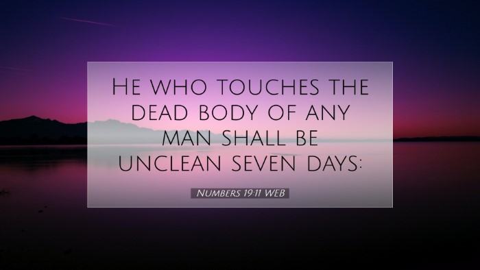 Picture 07 - Numbers 19:11 WEB Desktop Wallpaper - He who touches the dead body of any man shall be - Desktop Bible Verse Wallpaper