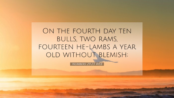 Picture 07 - Numbers 29:23 WEB Desktop Wallpaper - On the fourth day ten bulls, two rams, fourteen - Desktop Bible Verse Wallpaper