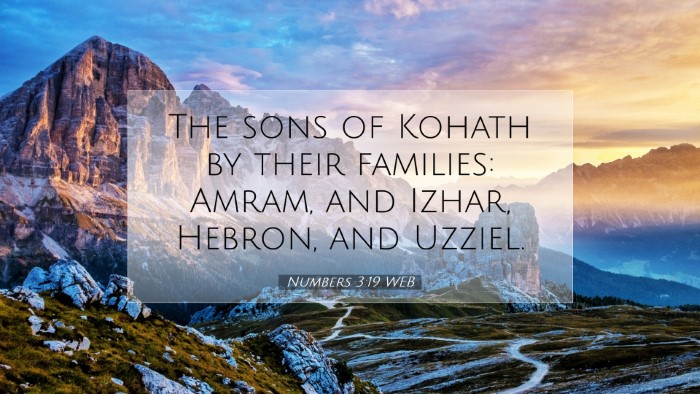 Picture 07 - Numbers 3:19 WEB Desktop Wallpaper - The sons of Kohath by their families: Amram, and - Desktop Bible Verse Wallpaper