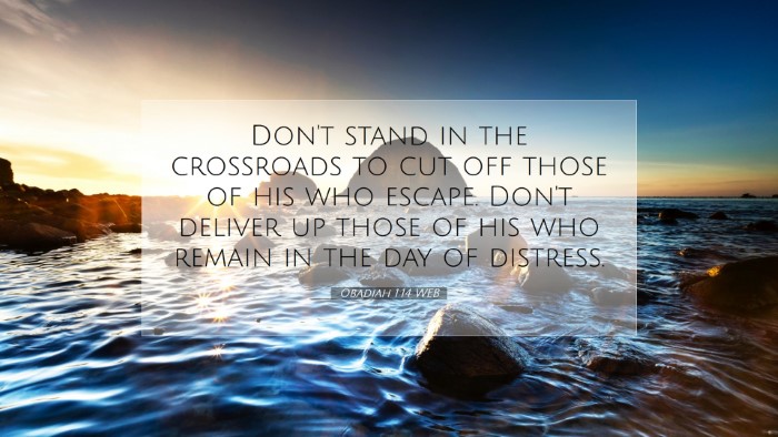 Picture 07 - Obadiah 1:14 WEB Desktop Wallpaper - Don't stand in the crossroads to cut off those of - Desktop Bible Verse Wallpaper