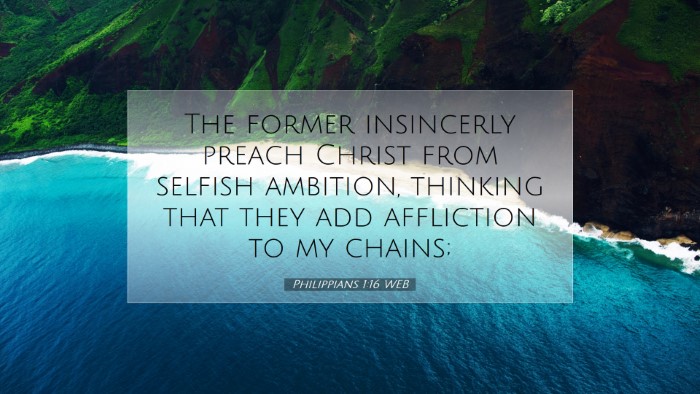 Picture 07 - Philippians 1:16 WEB Desktop Wallpaper - The former insincerly preach Christ from selfish - Desktop Bible Verse Wallpaper