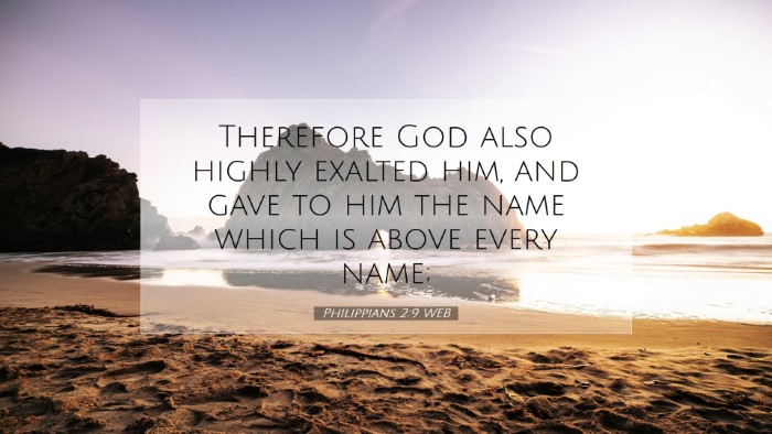 Picture 07 - Philippians 2:9 WEB Desktop Wallpaper - Therefore God also highly exalted him, and gave - Desktop Bible Verse Wallpaper