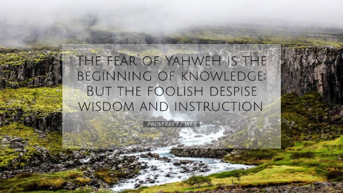Picture 07 - Proverbs 1:7 WEB Desktop Wallpaper - The fear of Yahweh is the beginning of knowledge; - Desktop Bible Verse Wallpaper