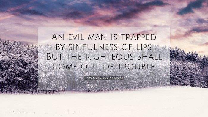 Picture 07 - Proverbs 12:13 WEB Desktop Wallpaper - An evil man is trapped by sinfulness of lips, But - Desktop Bible Verse Wallpaper