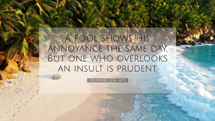 Picture 07 - Proverbs 12:16 WEB Desktop Wallpaper - A fool shows his annoyance the same day, But one - Desktop Bible Verse Wallpaper