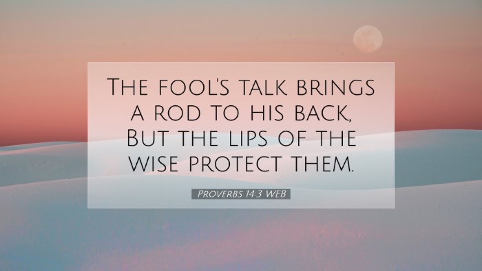 Picture 07 - Proverbs 14:3 WEB Desktop Wallpaper - The fool's talk brings a rod to his back, But the - Desktop Bible Verse Wallpaper