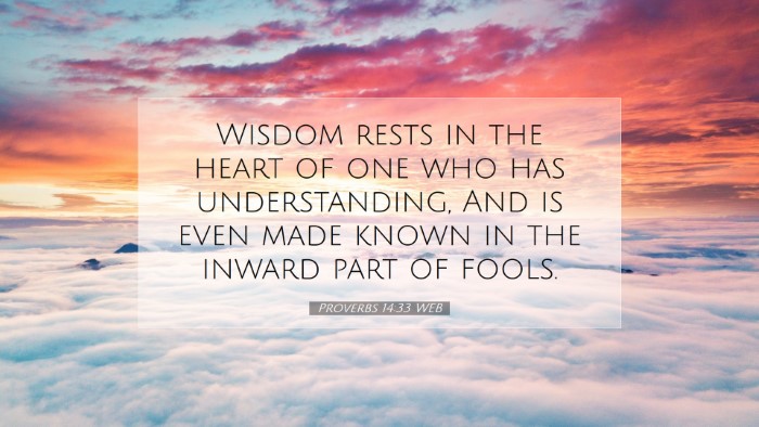 Picture 07 - Proverbs 14:33 WEB Desktop Wallpaper - Wisdom rests in the heart of one who has - Desktop Bible Verse Wallpaper