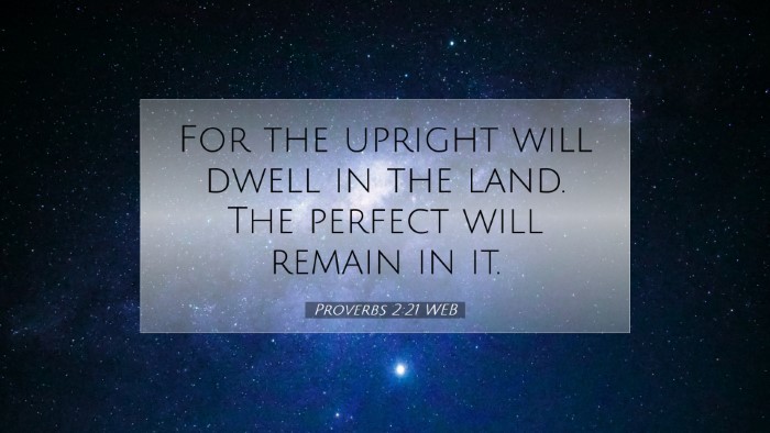 Picture 07 - Proverbs 2:21 WEB Desktop Wallpaper - For the upright will dwell in the land. The - Desktop Bible Verse Wallpaper