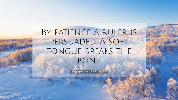 Picture 07 - Proverbs 25:15 WEB Desktop Wallpaper - By patience a ruler is persuaded. A soft tongue - Desktop Bible Verse Wallpaper