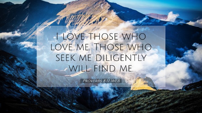 Picture 07 - Proverbs 8:17 WEB Desktop Wallpaper - I love those who love me. Those who seek me - Desktop Bible Verse Wallpaper