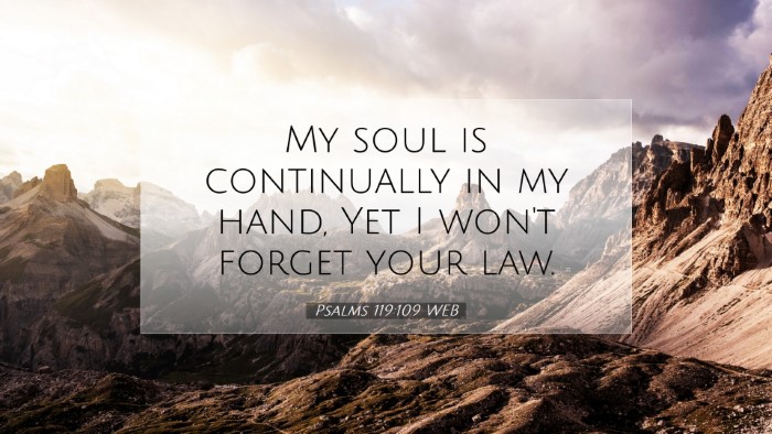 Picture 07 - Psalms 119:109 WEB Desktop Wallpaper - My soul is continually in my hand, Yet I won't - Desktop Bible Verse Wallpaper