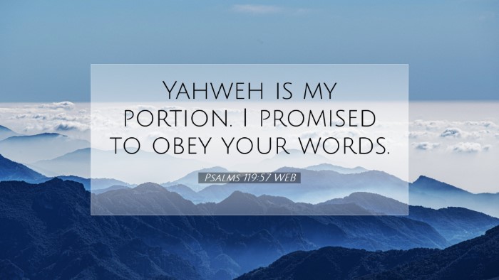 Picture 07 - Psalms 119:57 WEB Desktop Wallpaper - Yahweh is my portion. I promised to obey your - Desktop Bible Verse Wallpaper