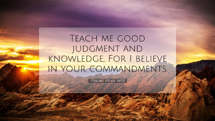 Picture 07 - Psalms 119:66 WEB Desktop Wallpaper - Teach me good judgment and knowledge, For I - Desktop Bible Verse Wallpaper
