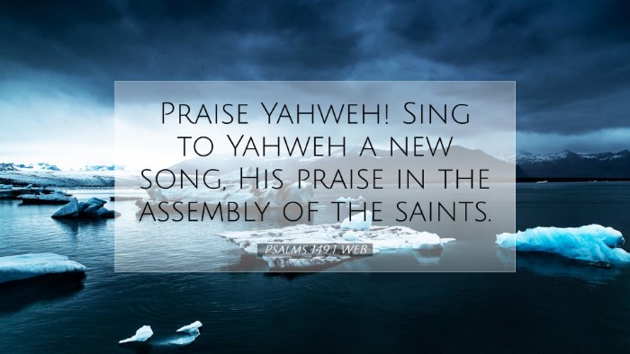Picture 07 - Psalms 149:1 WEB Desktop Wallpaper - Praise Yahweh! Sing to Yahweh a new song, His - Desktop Bible Verse Wallpaper