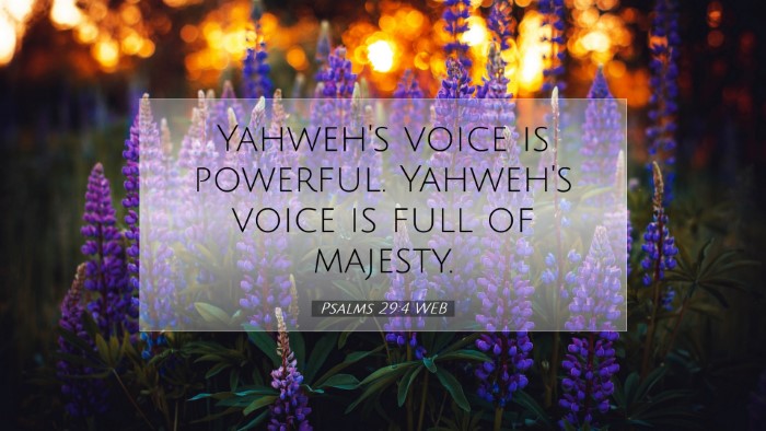 Picture 07 - Psalms 29:4 WEB Desktop Wallpaper - Yahweh's voice is powerful. Yahweh's voice is - Desktop Bible Verse Wallpaper