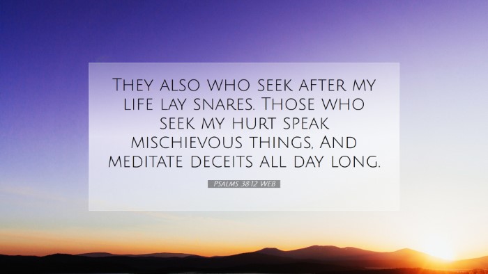 Picture 07 - Psalms 38:12 WEB Desktop Wallpaper - They also who seek after my life lay snares. - Desktop Bible Verse Wallpaper