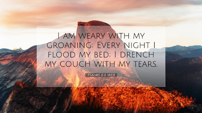 Picture 07 - Psalms 6:6 WEB Desktop Wallpaper - I am weary with my groaning; Every night I flood - Desktop Bible Verse Wallpaper