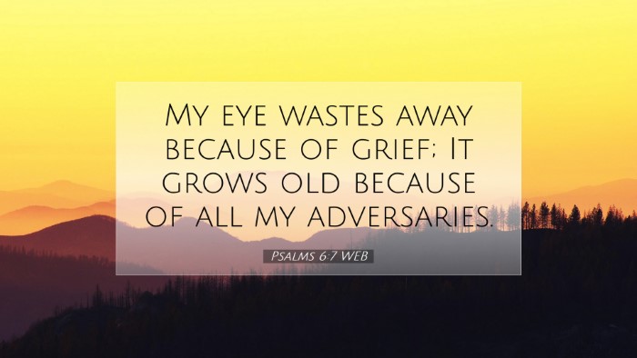 Picture 07 - Psalms 6:7 WEB Desktop Wallpaper - My eye wastes away because of grief; It grows old - Desktop Bible Verse Wallpaper