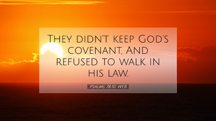 Picture 07 - Psalms 78:10 WEB Desktop Wallpaper - They didn't keep God's covenant, And refused to - Desktop Bible Verse Wallpaper