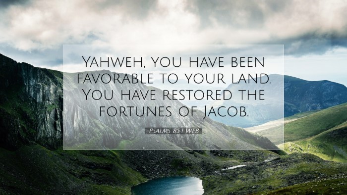 Picture 07 - Psalms 85:1 WEB Desktop Wallpaper - Yahweh, you have been favorable to your land. You - Desktop Bible Verse Wallpaper