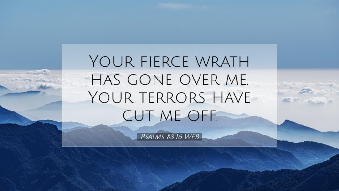 Picture 07 - Psalms 88:16 WEB Desktop Wallpaper - Your fierce wrath has gone over me. Your terrors - Desktop Bible Verse Wallpaper