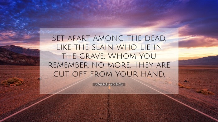 Picture 07 - Psalms 88:5 WEB Desktop Wallpaper - Set apart among the dead, Like the slain who lie - Desktop Bible Verse Wallpaper