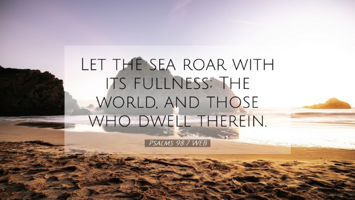Picture 07 - Psalms 98:7 WEB Desktop Wallpaper - Let the sea roar with its fullness; The world, - Desktop Bible Verse Wallpaper