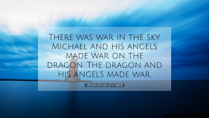 Picture 07 - Revelation 12:7 WEB Desktop Wallpaper - There was war in the sky. Michael and his angels - Desktop Bible Verse Wallpaper