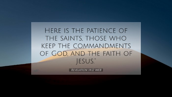 Picture 07 - Revelation 14:12 WEB Desktop Wallpaper - Here is the patience of the saints, those who - Desktop Bible Verse Wallpaper