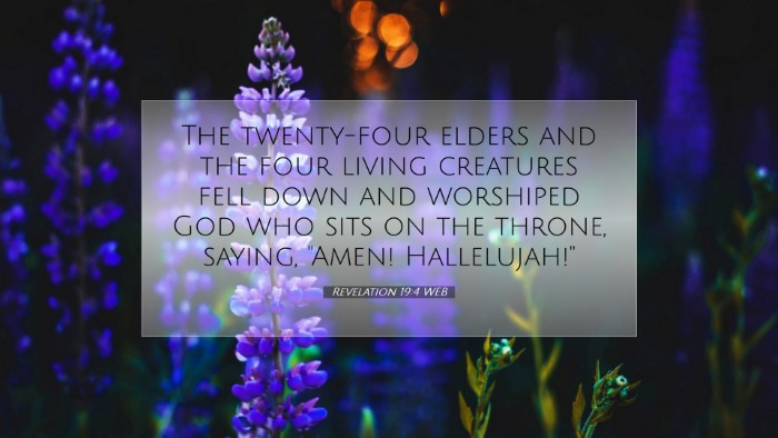 Picture 07 - Revelation 19:4 WEB Desktop Wallpaper - The twenty-four elders and the four living - Desktop Bible Verse Wallpaper