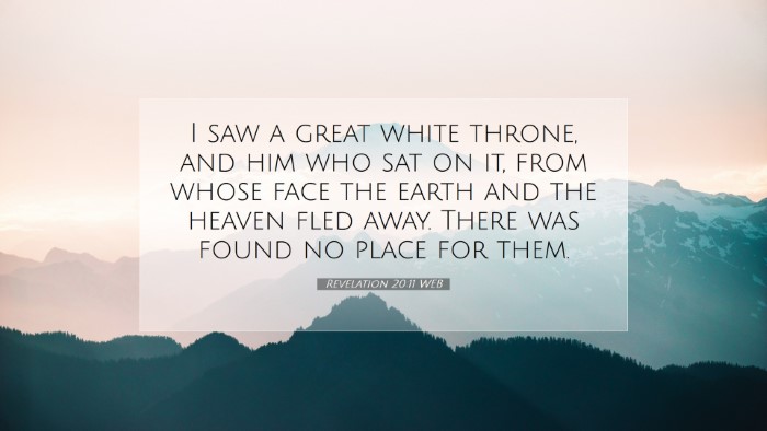 Picture 07 - Revelation 20:11 WEB Desktop Wallpaper - I saw a great white throne, and him who sat on - Desktop Bible Verse Wallpaper