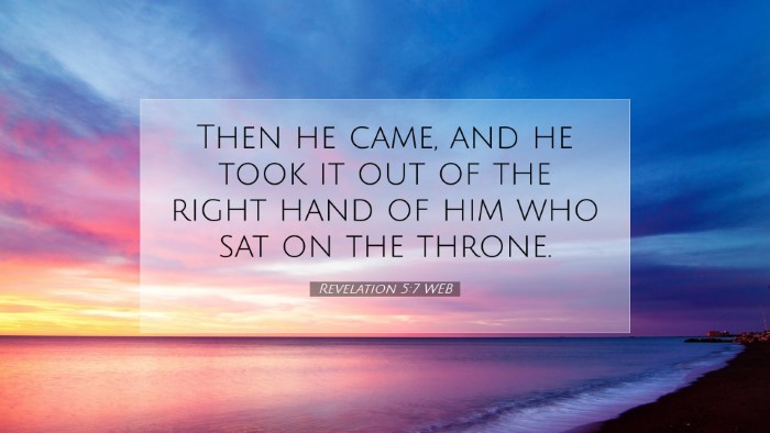 Picture 07 - Revelation 5:7 WEB Desktop Wallpaper - Then he came, and he took it out of the right - Desktop Bible Verse Wallpaper