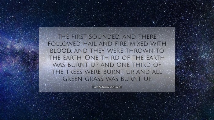 Picture 07 - Revelation 8:7 WEB Desktop Wallpaper - The first sounded, and there followed hail and - Desktop Bible Verse Wallpaper