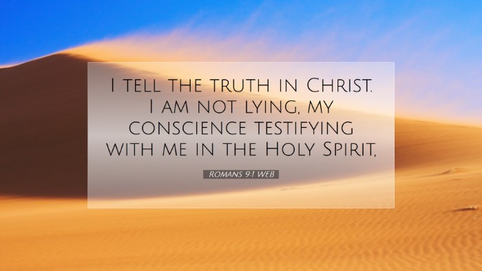 Picture 07 - Romans 9:1 WEB Desktop Wallpaper - I tell the truth in Christ. I am not lying, my - Desktop Bible Verse Wallpaper