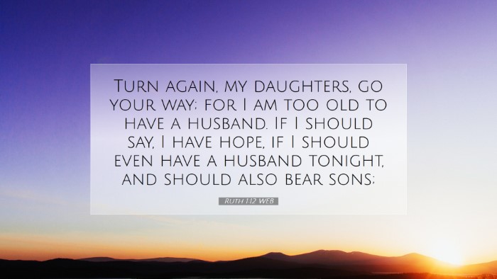 Picture 07 - Ruth 1:12 WEB Desktop Wallpaper - Turn again, my daughters, go your way; for I am - Desktop Bible Verse Wallpaper